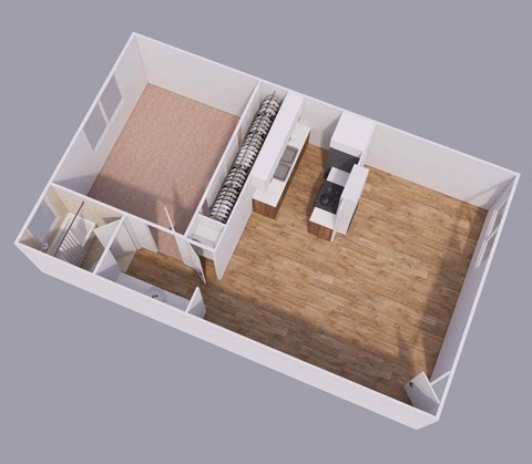 a small apartment with a wooden floor royalty free 3d model preview no. 1